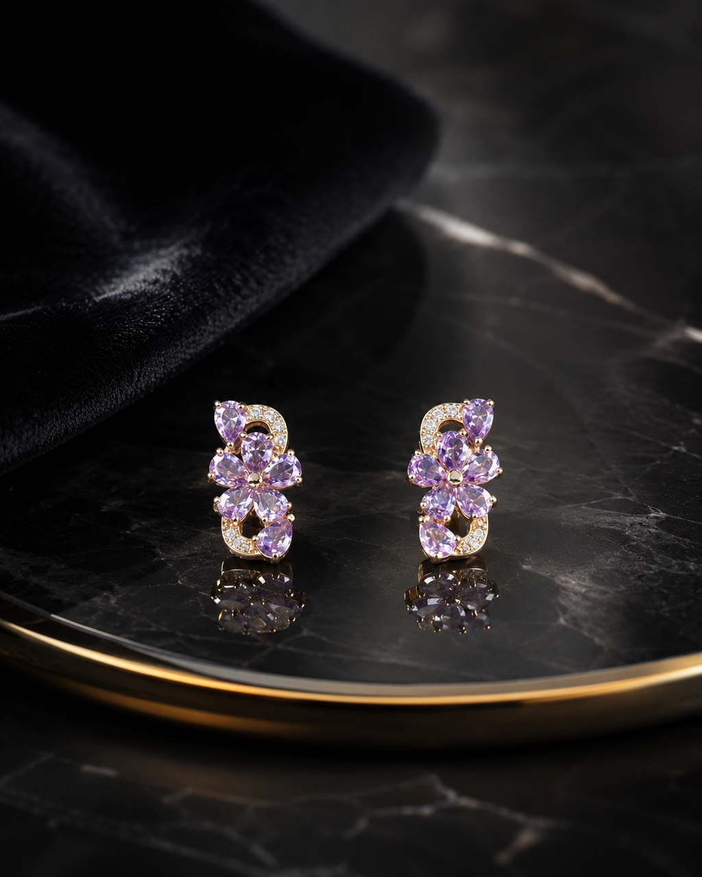 Shattered Stars · Purple Starflower Earrings