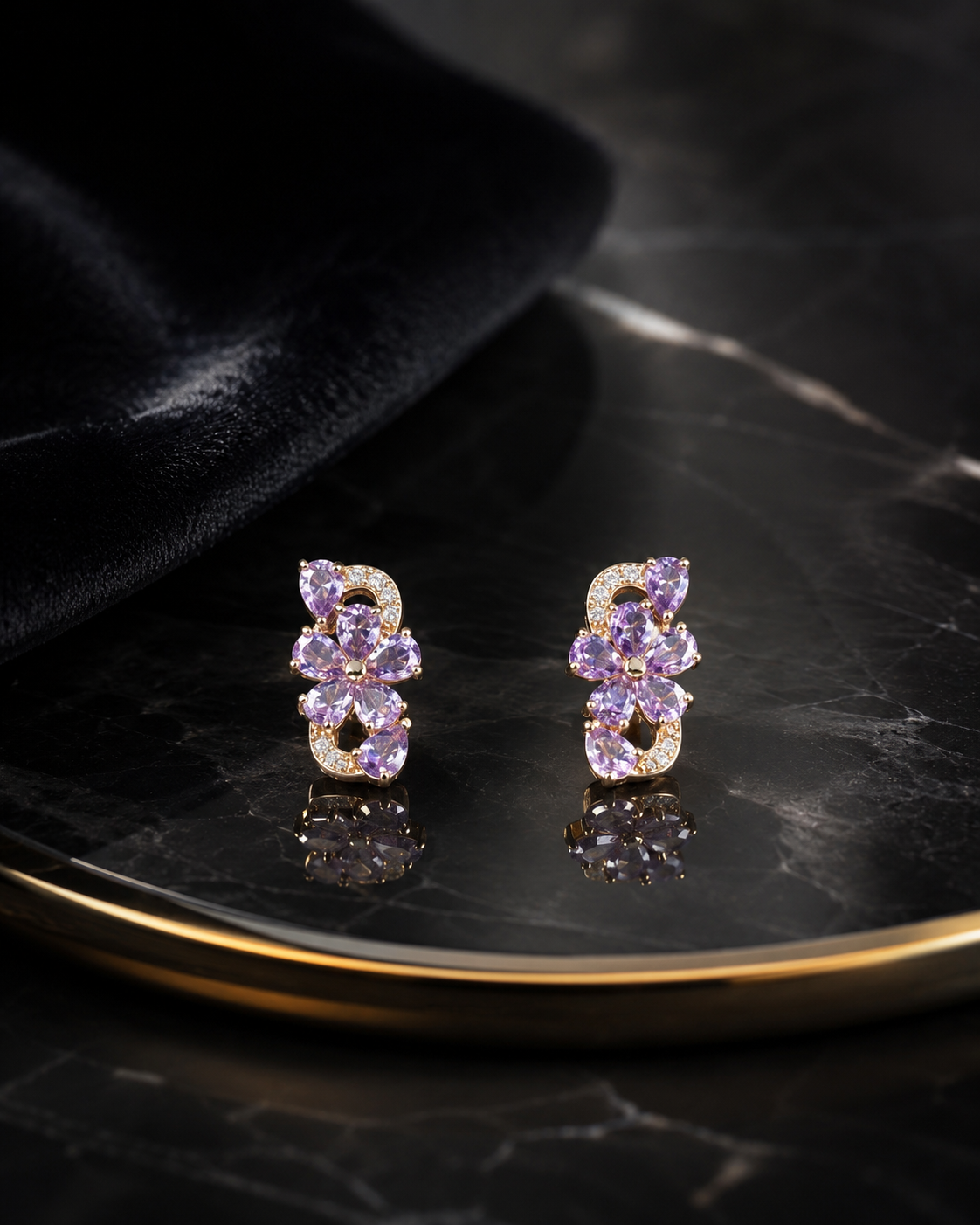 Shattered Stars · Purple Starflower Earrings