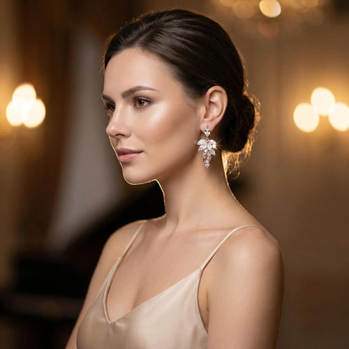 Golden Starlit Leaf Earrings